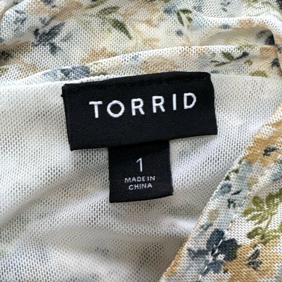 New Torrid Floral Ditsy Ruched Stretch Sheer Top Multicolor Size 1 / 1X / 14-16 - Picture 9 of 11
